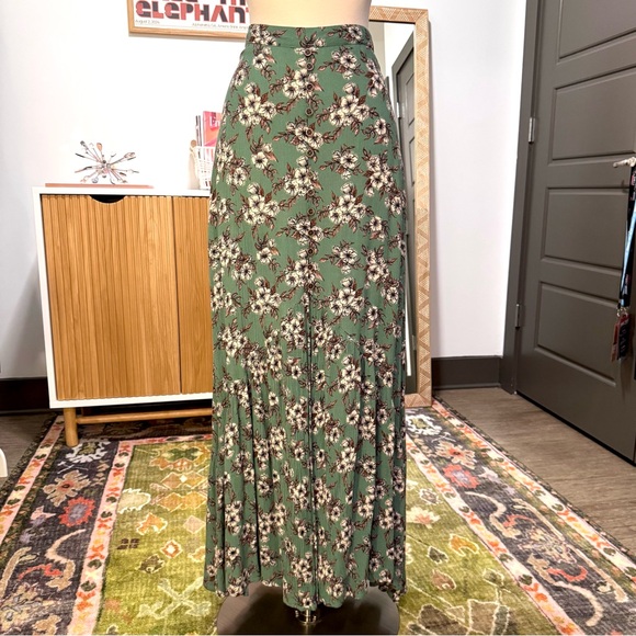 Earthbound Trading Co. Teal Floral Maxi Skirt Small - Picture 1 of 10